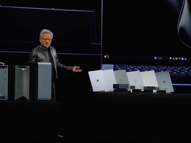 Nvidia RTX Spark Windows PC lineup from Microsoft, Lenovo, Asus, Dell and HP shown during a product presentation