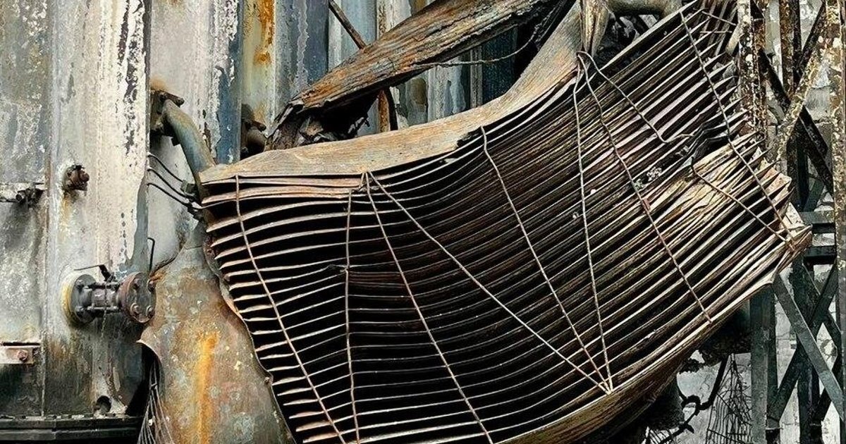 Damaged electrical equipment after an earlier strike on Chernihiv energy infrastructure