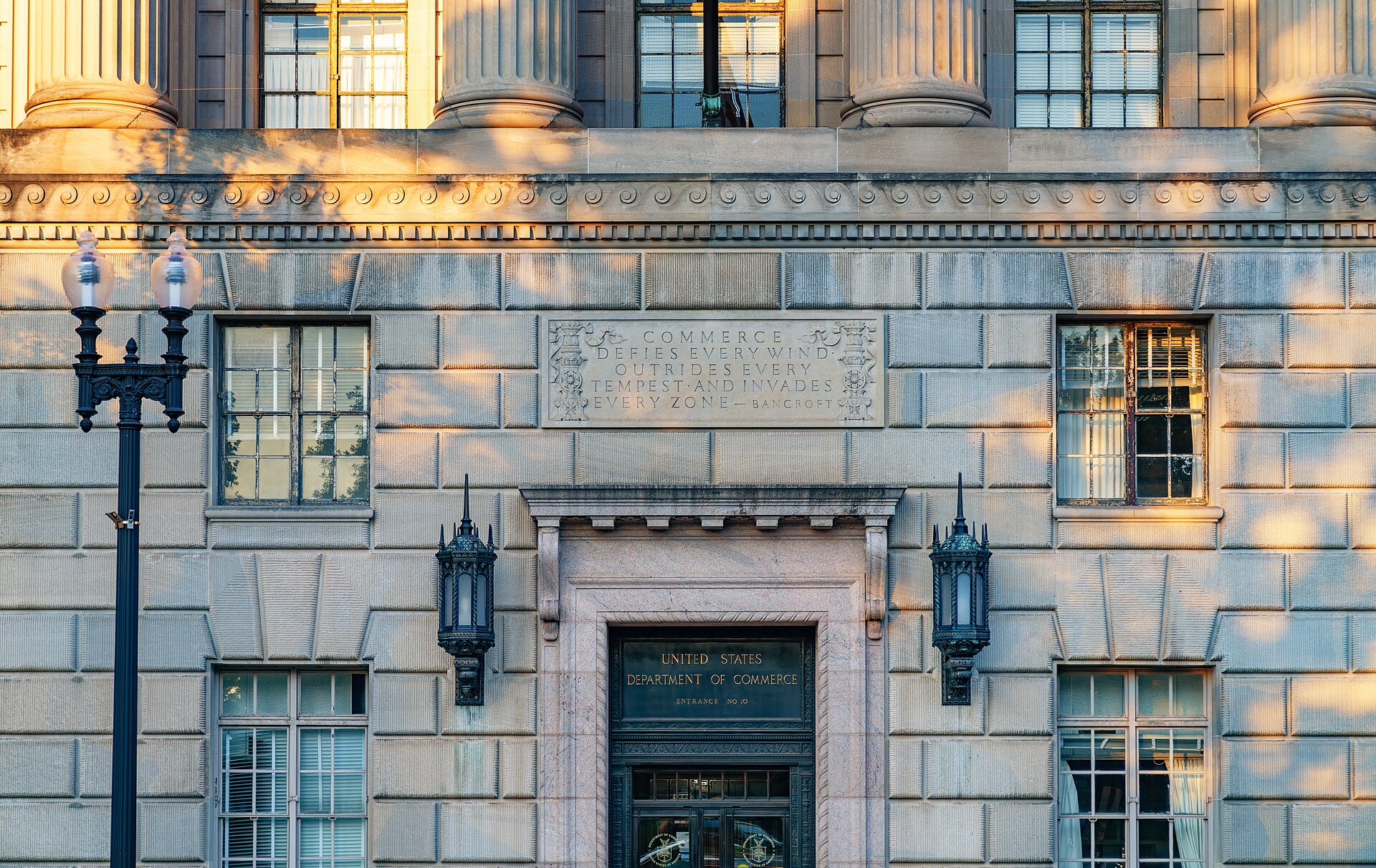 US GDP third quarter growth — the entrance of the Herbert C. Hoover Building in Washington, headquarters of the U.S. Department of Commerce, whose Bureau of Economic Analysis publishes the GDP report, a file photograph