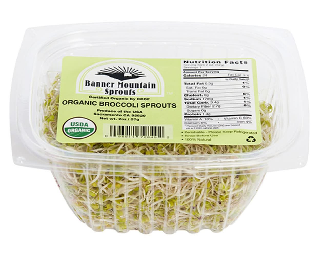 A package of broccoli sprouts