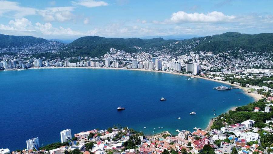 Acapulco Bay on Mexico’s Pacific coast, shown in a file photograph as Hurricane Polo Category 5 tracks offshore