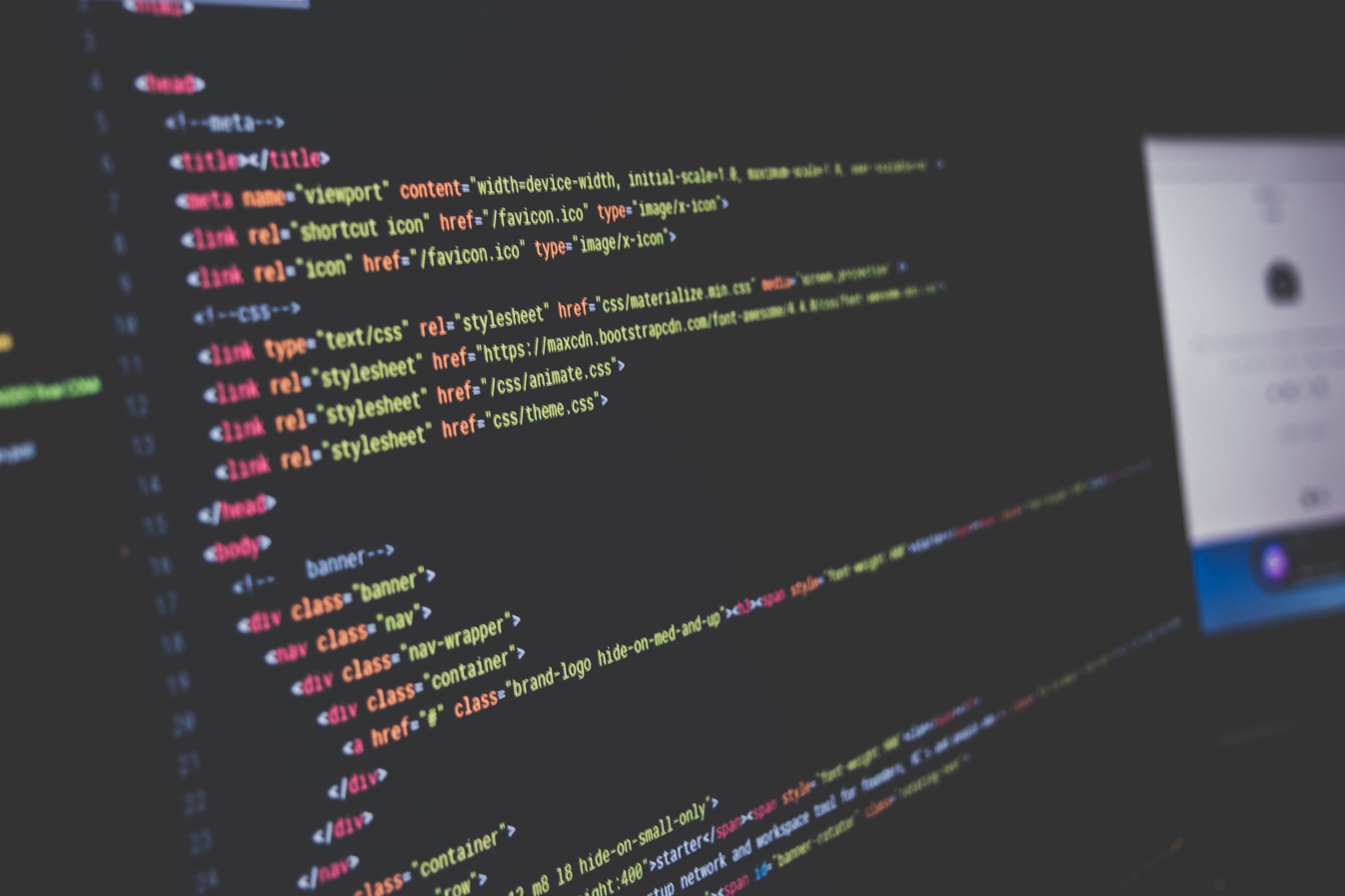 Code displayed on a computer screen