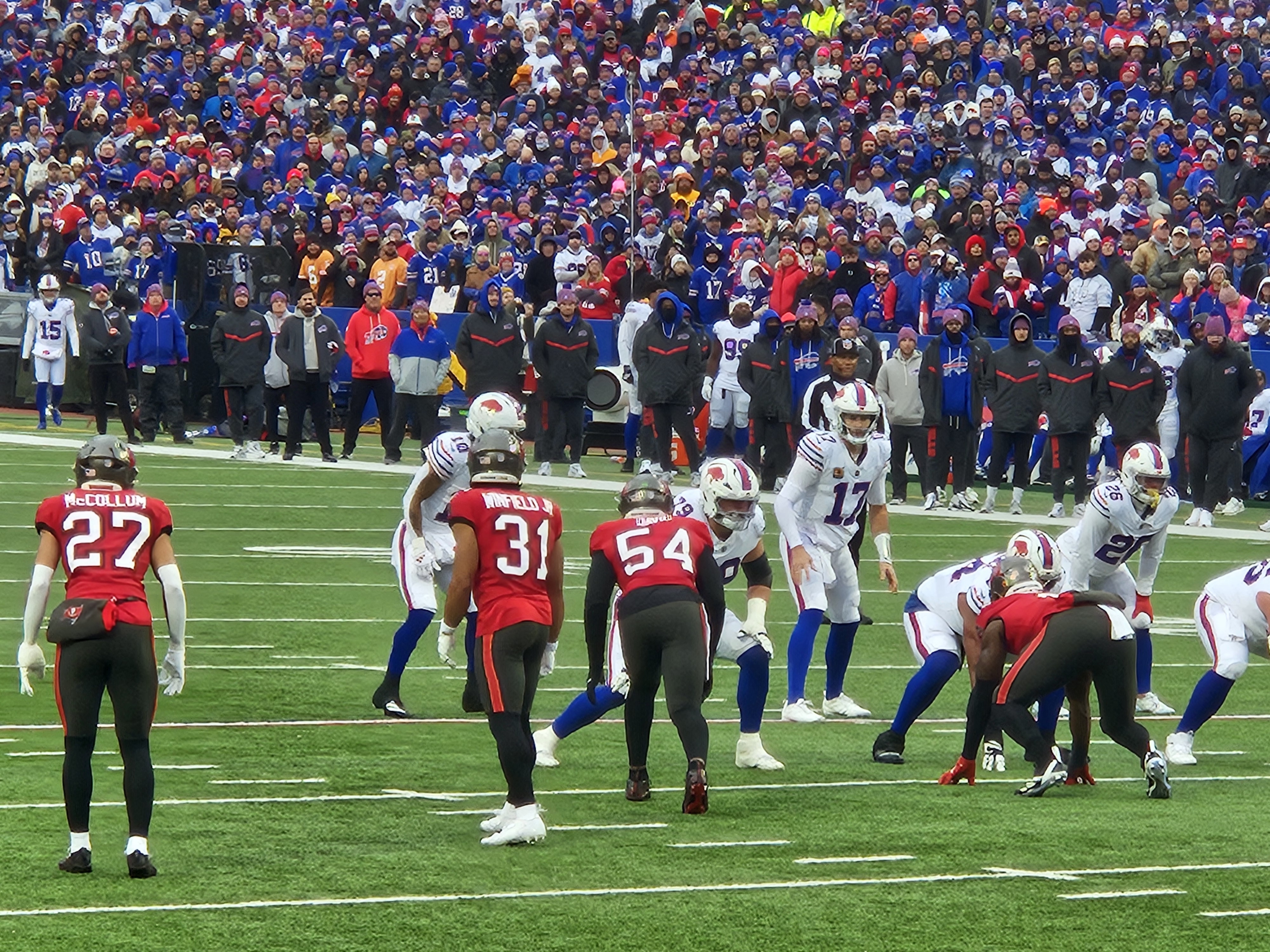 Josh Allen stats today — Buffalo Bills quarterback at the line of scrimmage