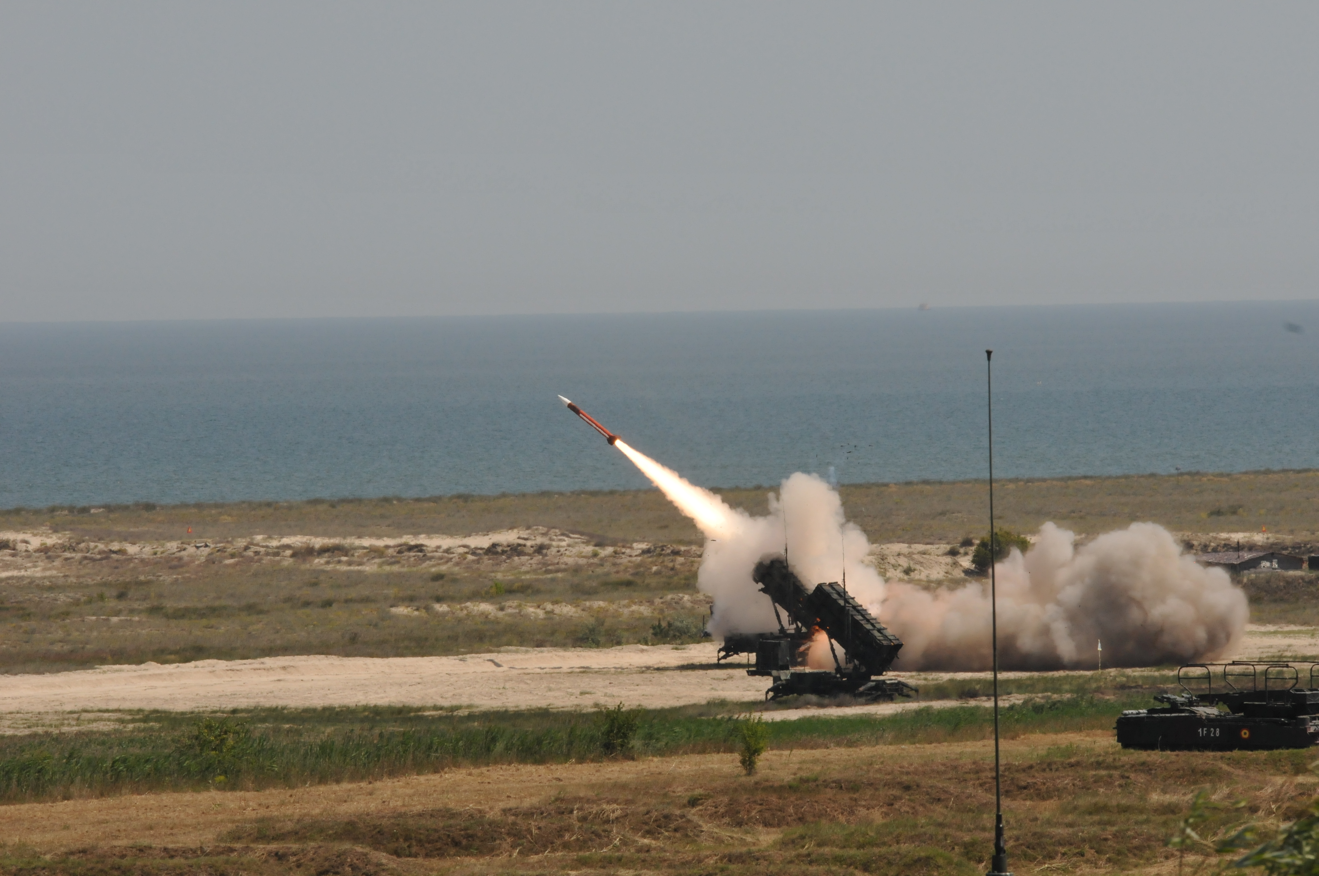 A Patriot air-defence system fires during a live-fire exercise — Saudi Arabia says its defences intercepted Houthi missiles and drones early on Tuesday