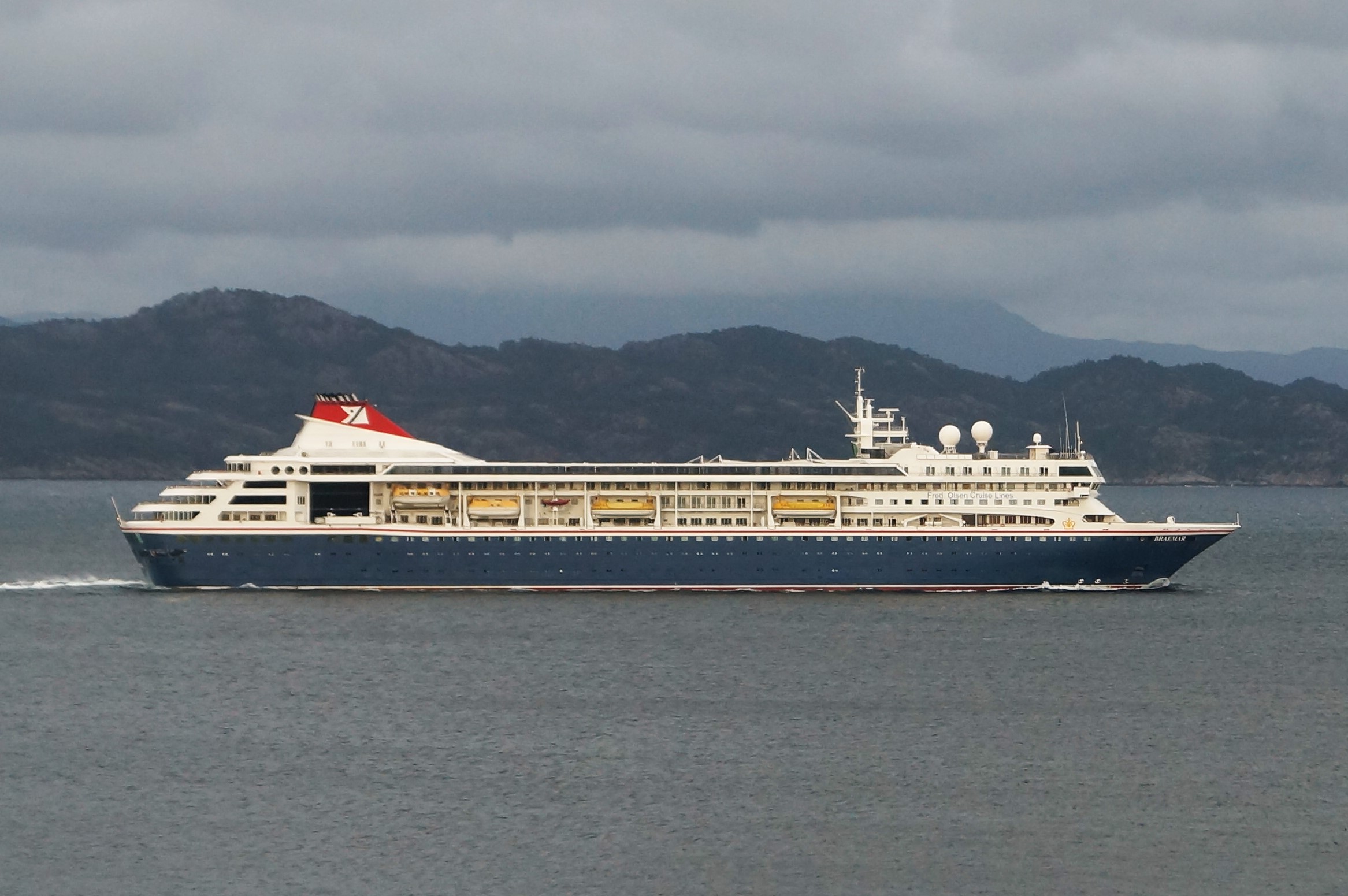 Braemar in 2019 Fred Olsen livery, the cruise ship later renamed Villa Vie Odyssey