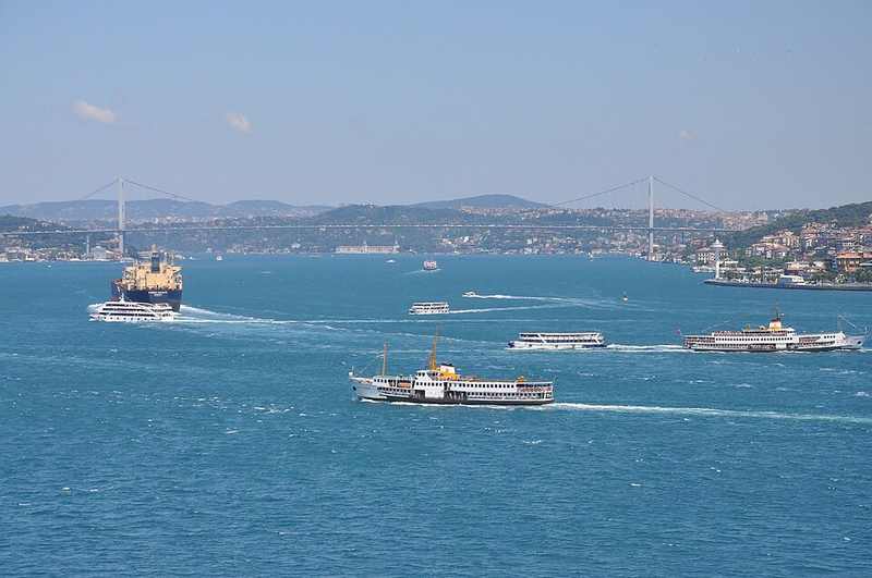 Commercial and passenger shipping crossing the Bosphorus as Turkey weighs Black Sea vessel security