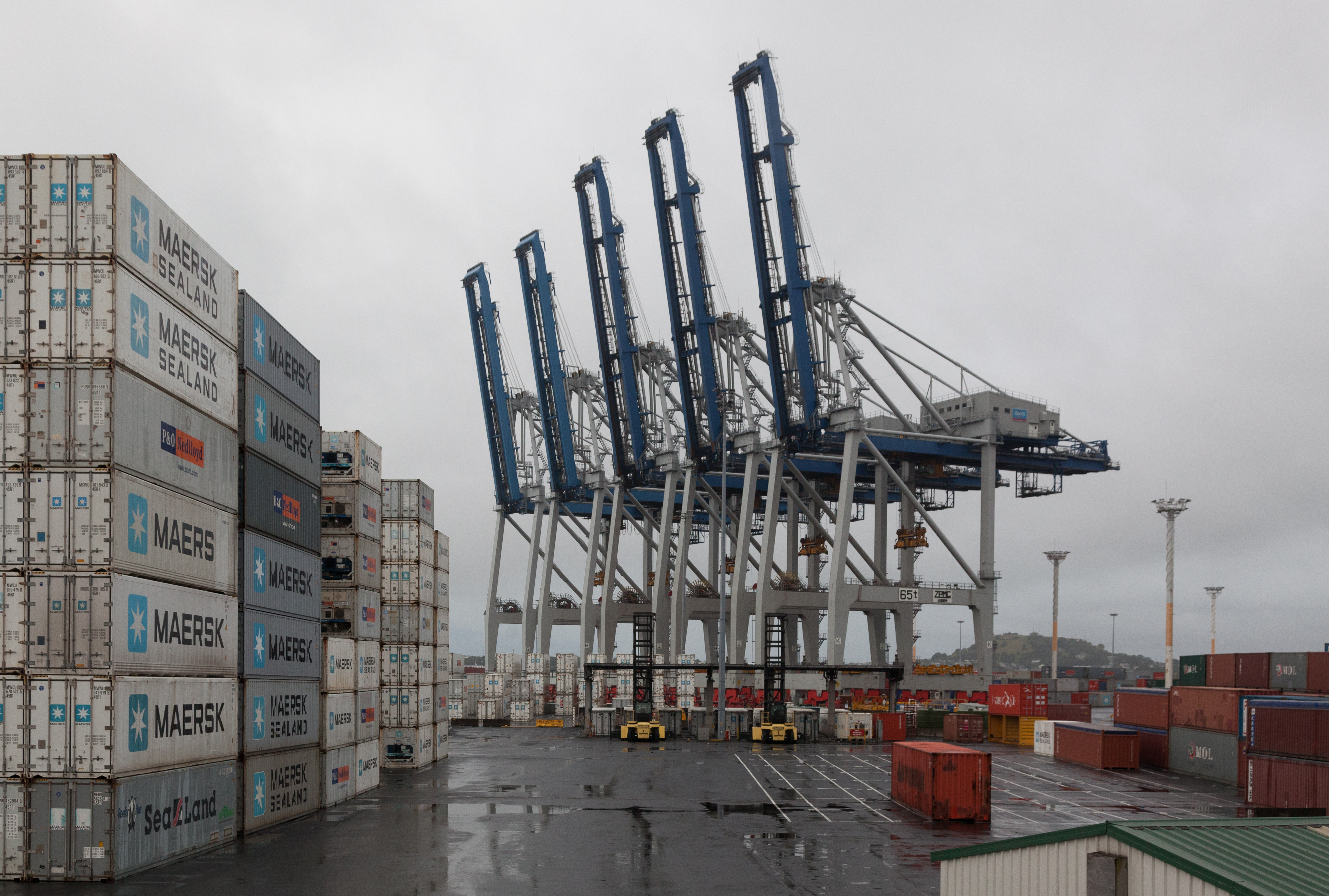 Containers and cranes at the Ports of Auckland, the gateway for duty-free Indian exports under the India New Zealand FTA