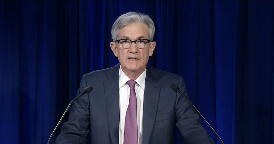 Jerome Powell speaking at the Federal Reserve before the Powell cleared Fed renovation probe finding