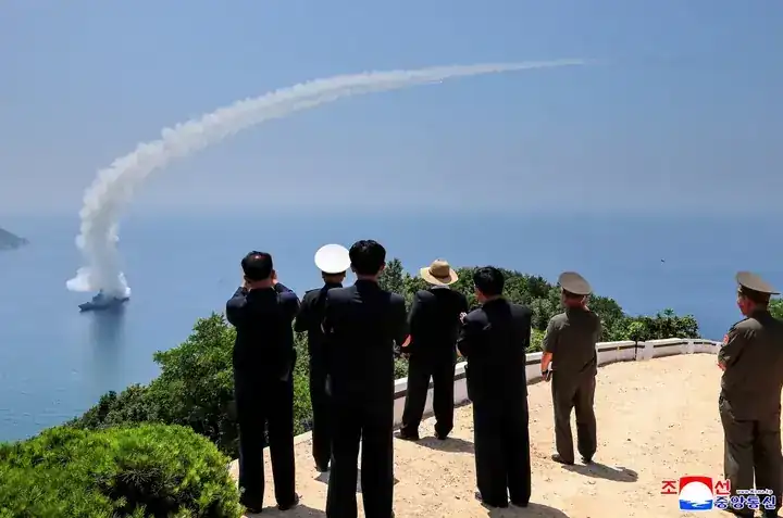 North Korean missile rising over the sea in a 2026 test, context for the North Korea missile test October 2026