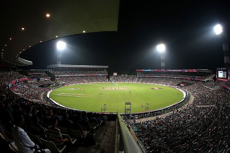 Eden Gardens stadium in Kolkata under floodlights during a match — India are the defending Asian Games cricket champions and the world's No. 1 ranked T20I side