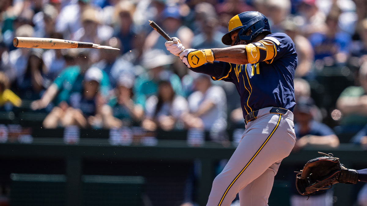Jackson Chourio makes contact for Milwaukee in a July 2025 context photograph