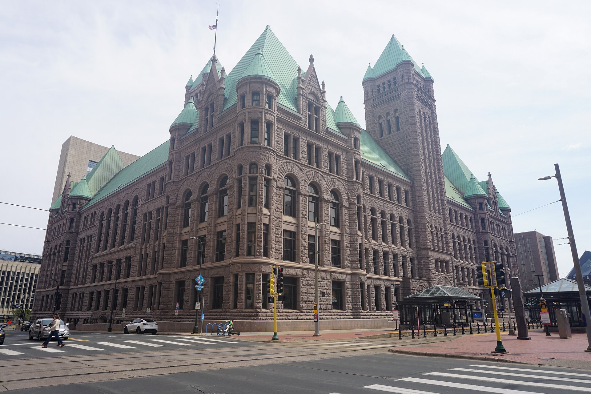 Minneapolis City Hall, the stone municipal building in downtown Minneapolis near the precincts named in the voting-stunt complaints
