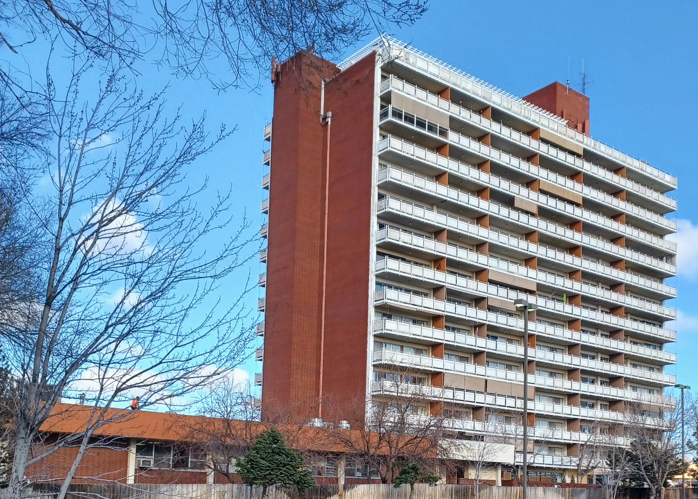 A senior living community tower — file photo of a residence of the kind Brookdale Clinton was, not the Clinton facility itself