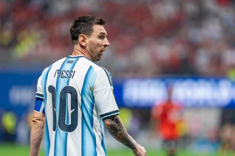 Lionel Messi in Argentina's shirt at the 2026 World Cup before his final match for Argentina