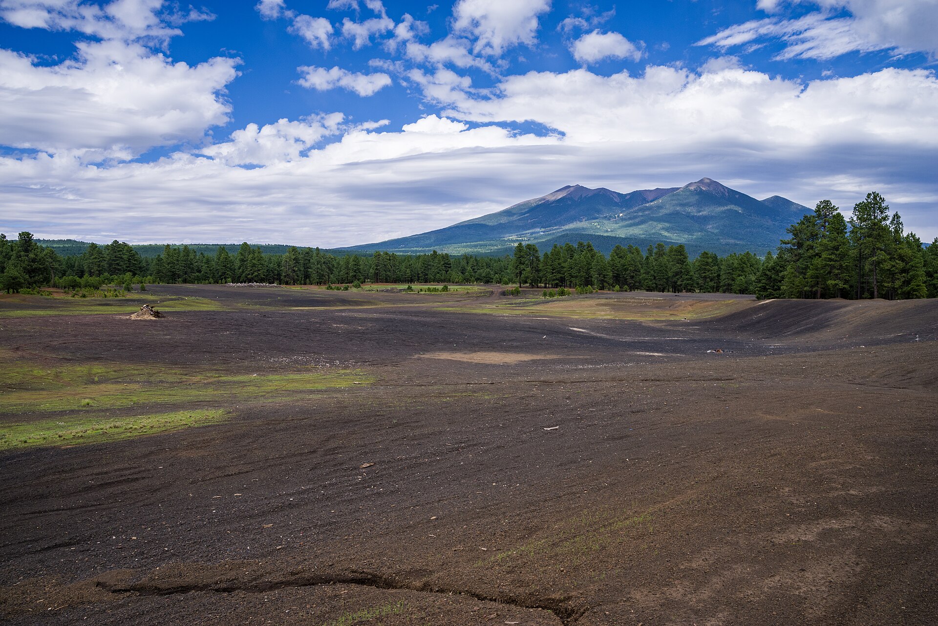 The San Francisco Peaks from the Wing Mountain area west of Flagstaff, one of the locations named in Wednesday morning’s Arizona tornado warnings