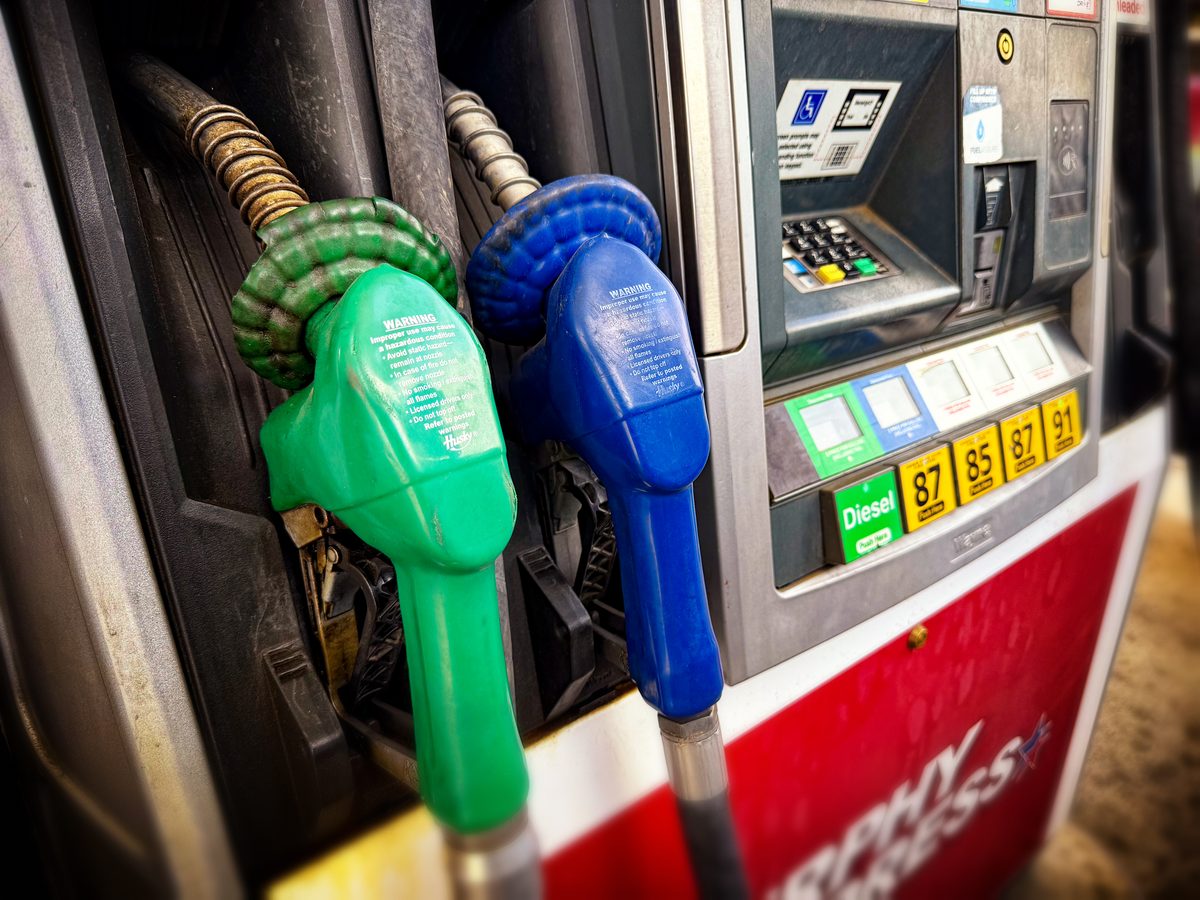 Diesel fuel pump at a filling station illustrating the debate over Trump's proposed 90-day US diesel export ban
