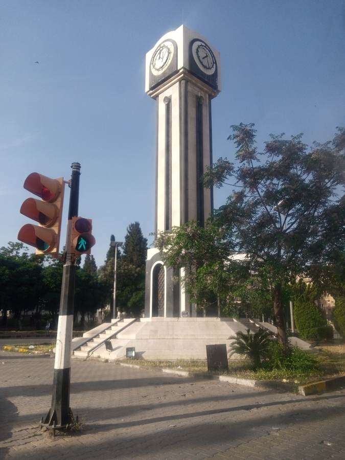 The clock tower in central Homs, Syria, the city at the center of the September 2026 bus attack