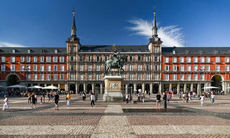 Plaza Mayor in Madrid as Spain's housing crisis becomes a central election issue