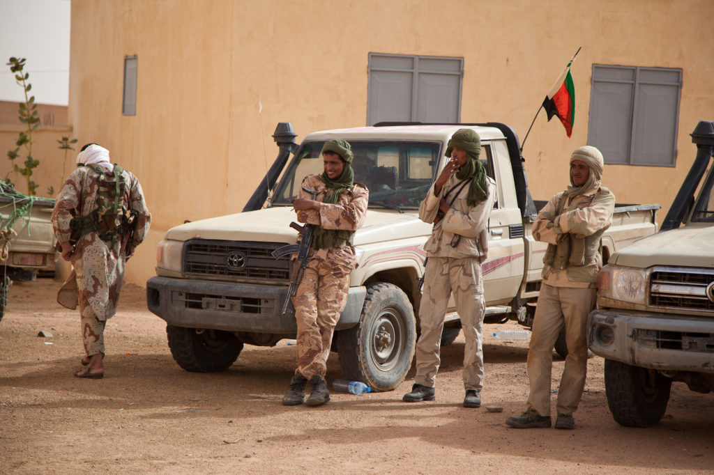 MNLA representatives and a pickup in Kidal in a file photograph