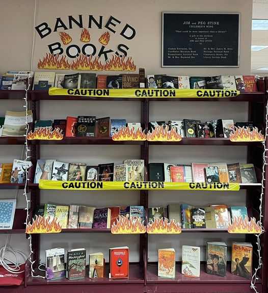 A Banned Books Week display at the Pottsville Free Public Library