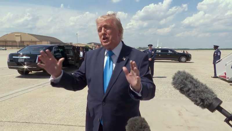 President Donald Trump speaking to reporters