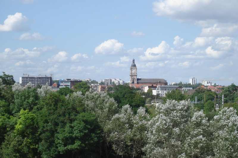 View toward the city of Lens in Pas-de-Calais where a teenager was severely injured during a school protest