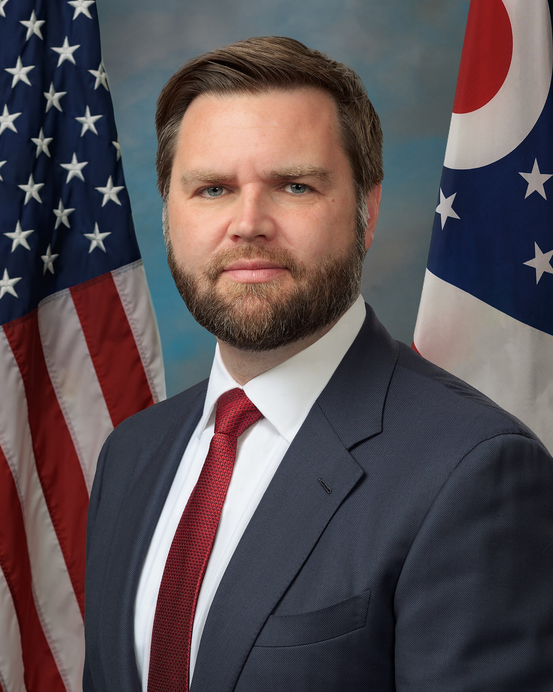JD Vance in his official US Senate portrait for the 118th Congress — the vice president and Vance lead negotiator on Iran who wrote to Mohsen Rezaei to restart peace talks