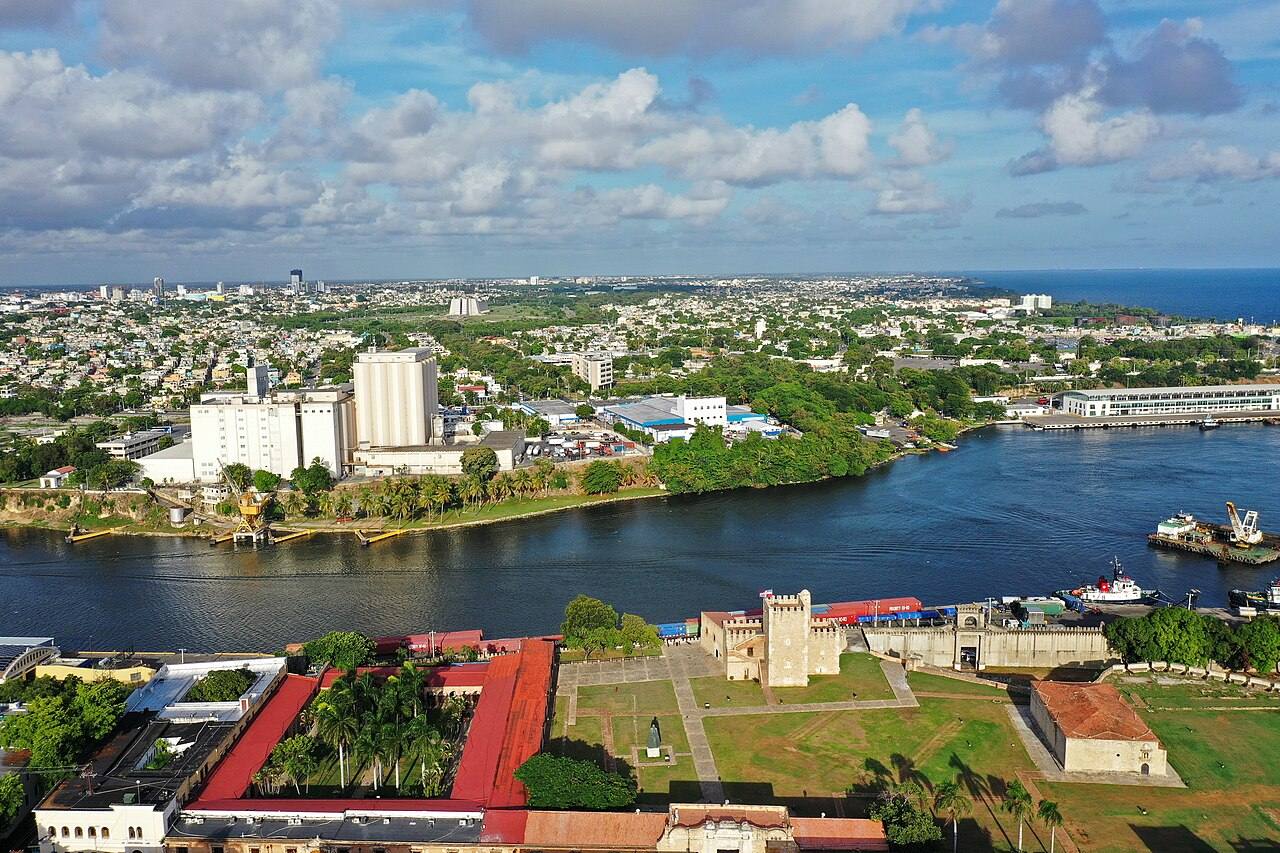 Aerial view of Santo Domingo, Dominican Republic, home of merengue star Julián Oro Duro