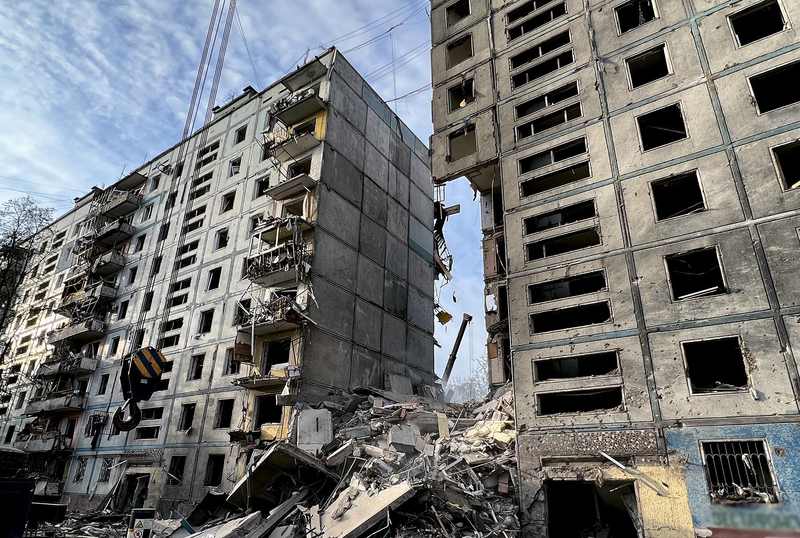 Damaged residential building in Zaporizhzhia after an earlier Russian strike, illustrating the Zaporizhzhia strike October 2026 analysis