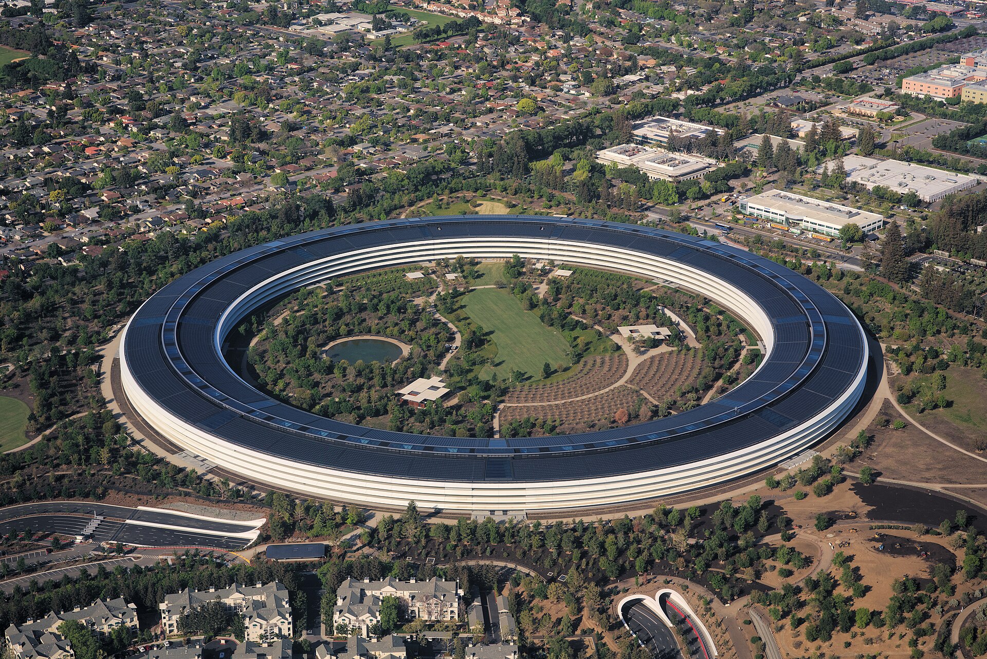 Aerial view of Apple Park, Apple's headquarters in Cupertino, California — file photo