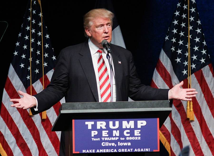 Donald Trump speaking at a campaign rally, illustrating the Trump Oklahoma rally October 2026
