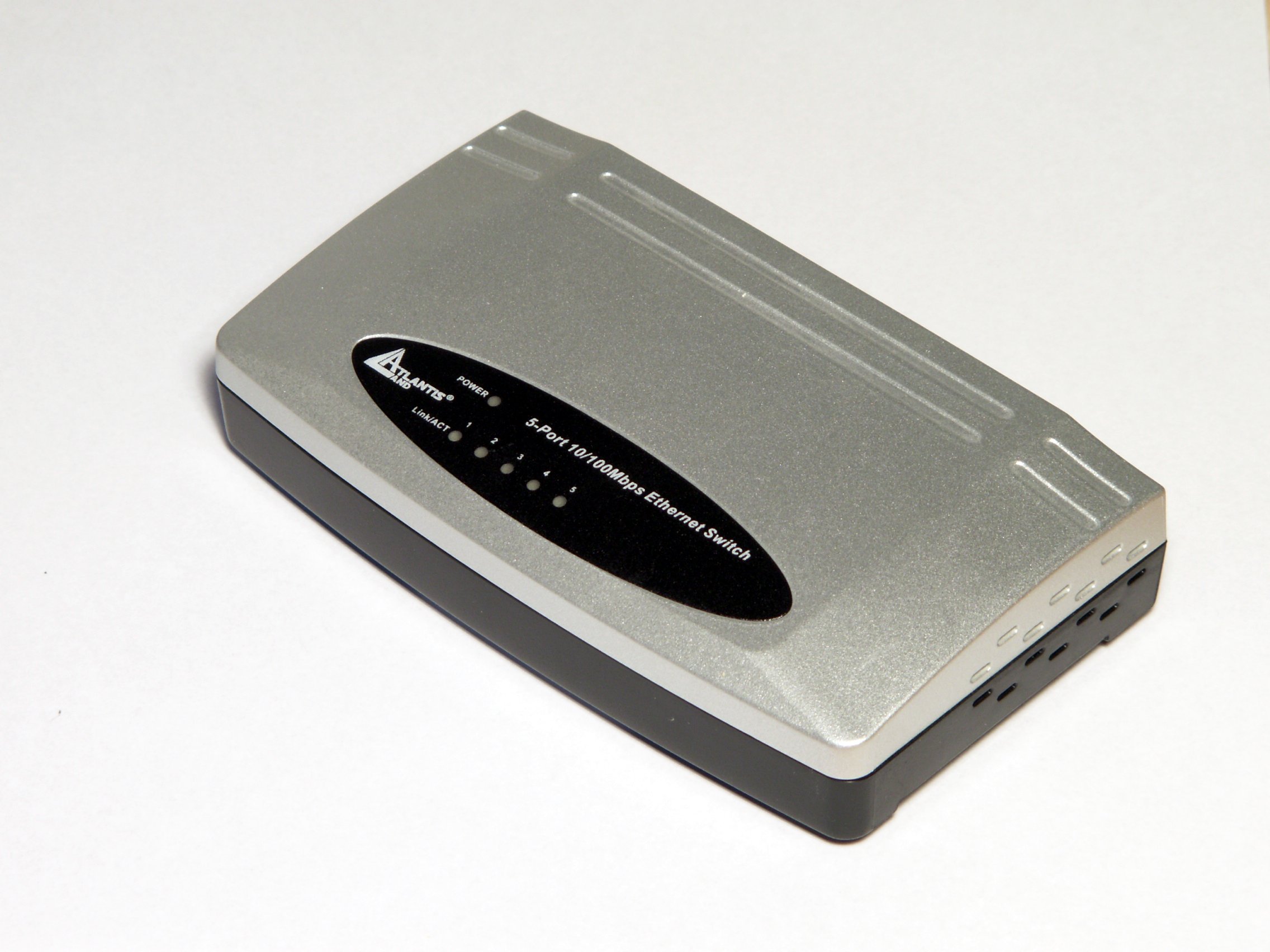 A small-business network switch, front panel — file photograph