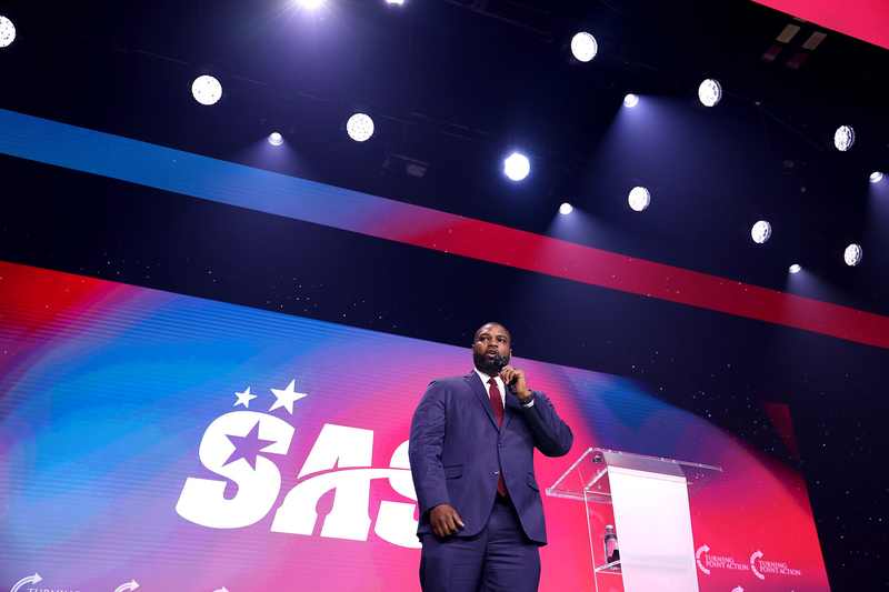 Rep. Byron Donalds, Republican nominee in the Florida contest of the florida texas governor races 2026, at a 2025 summit in Tampa