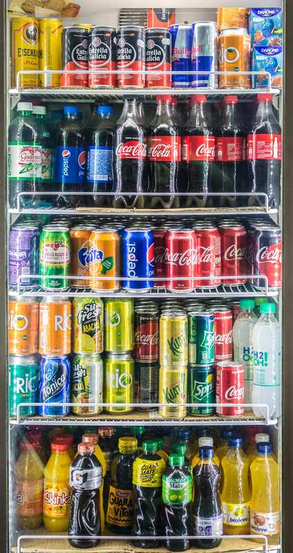 Beverage aisle showing the crowded market facing PepsiCo drinks