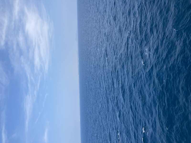 View from midchannel of the Bab el-Mandeb Strait, the vital Red Sea shipping chokepoint threatened by renewed fighting in Yemen
