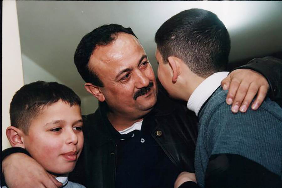 Marwan Barghouti, who leads 2026 Palestinian polling at 54 percent, with two of his sons