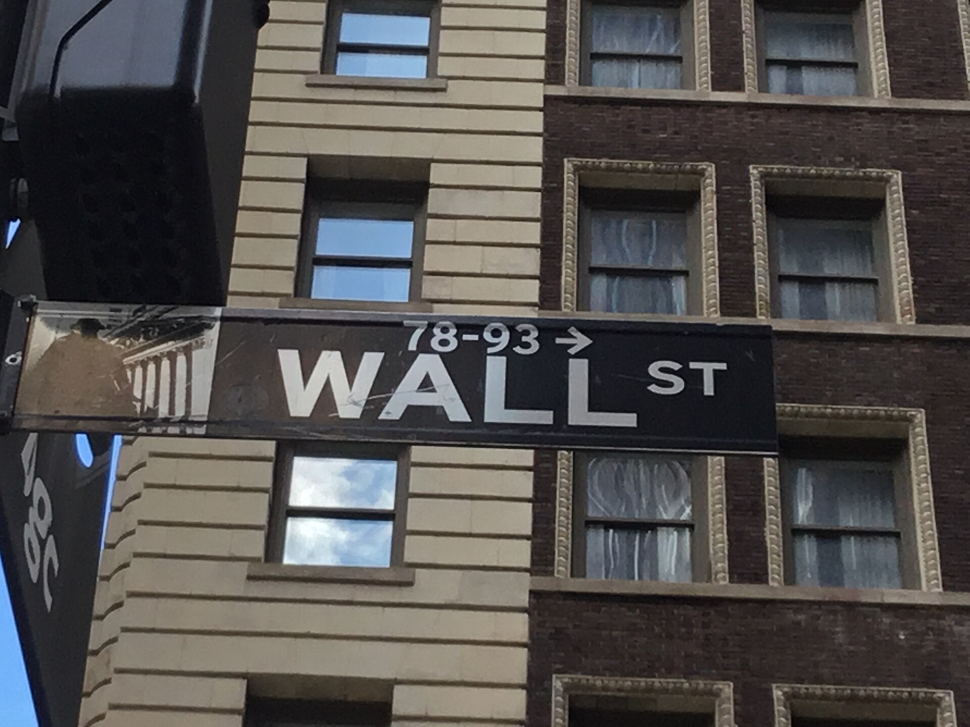 The Wall Street street sign in Lower Manhattan, New York — stock market today October 16 2026 after the Dow jumped 556 points