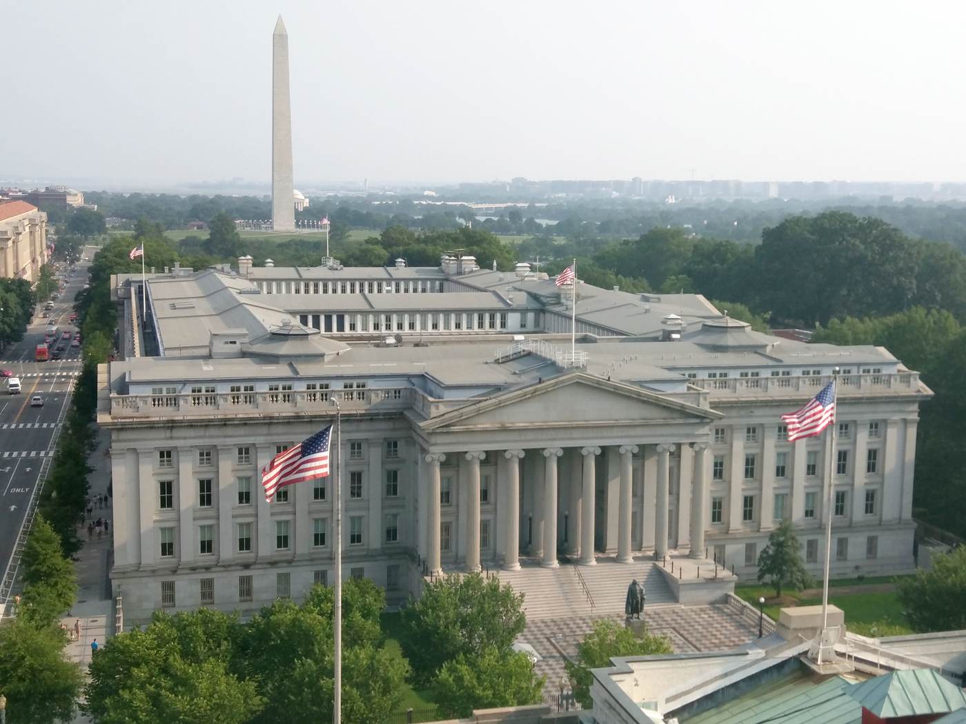 US Treasury building amid the 2026 bond selloff and rising federal borrowing costs