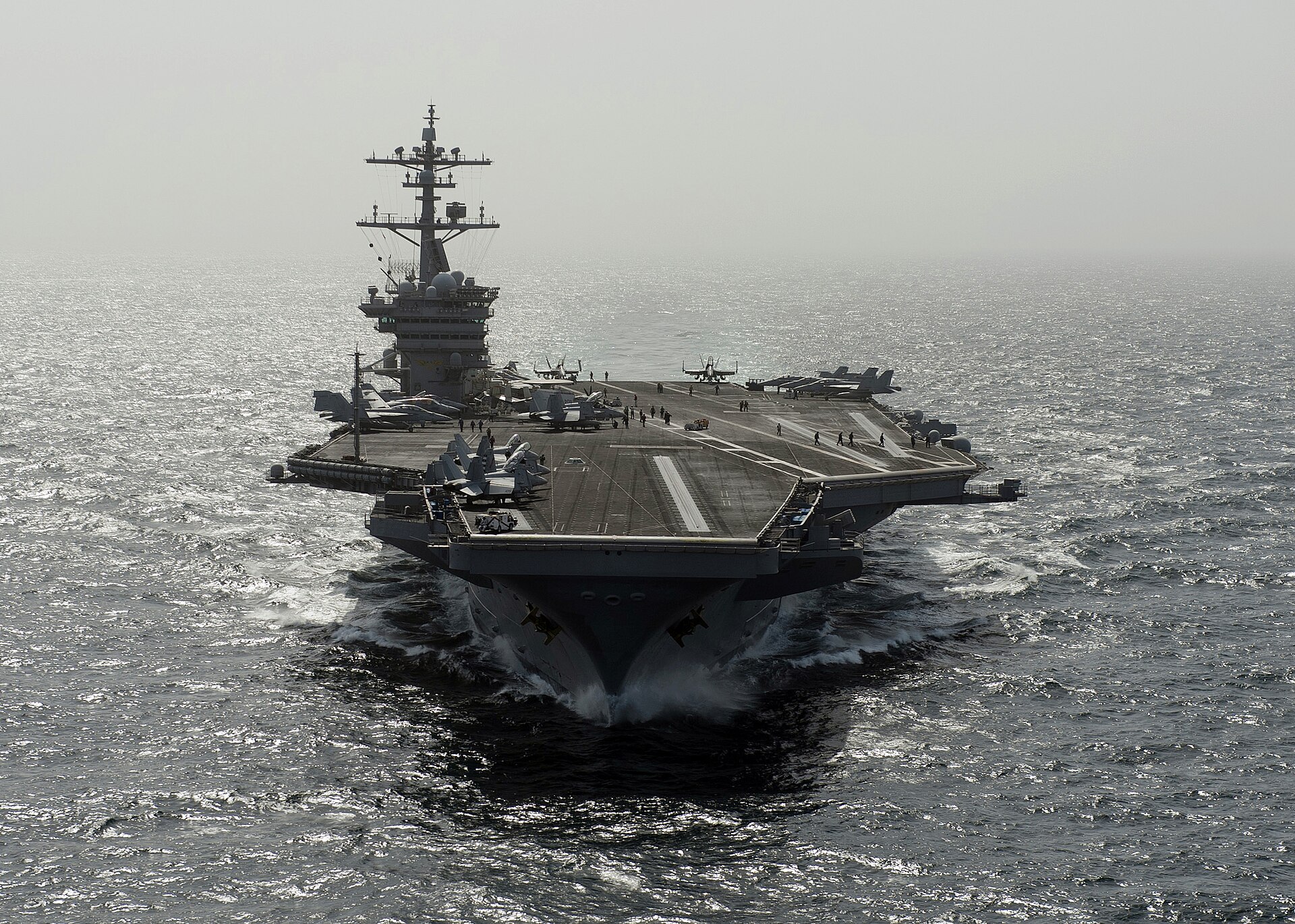 The aircraft carrier USS Carl Vinson underway in the Arabian Sea