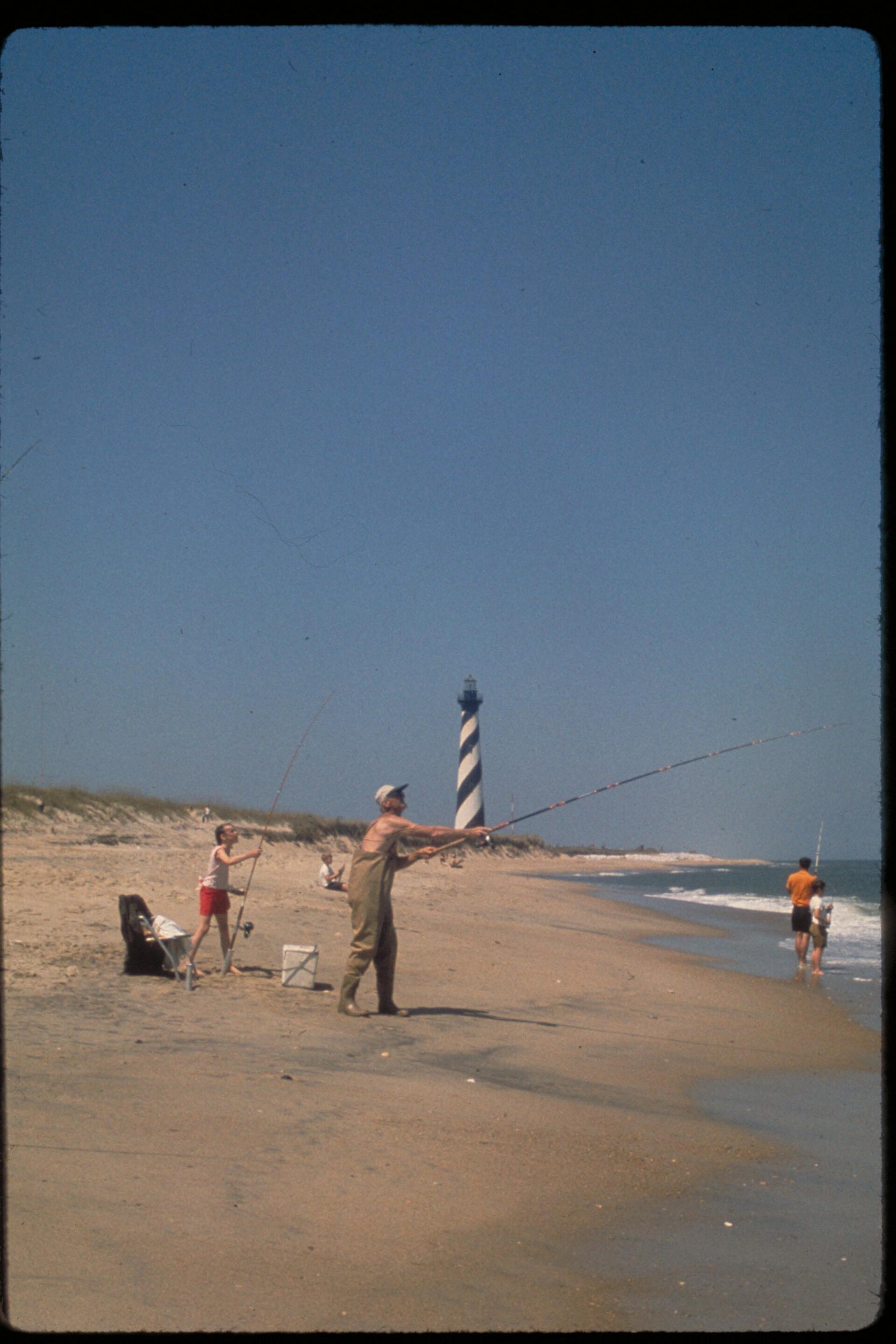 Cape Hatteras Lighthouse and surf fishing beach in the Outer Banks threatened by coastal flooding