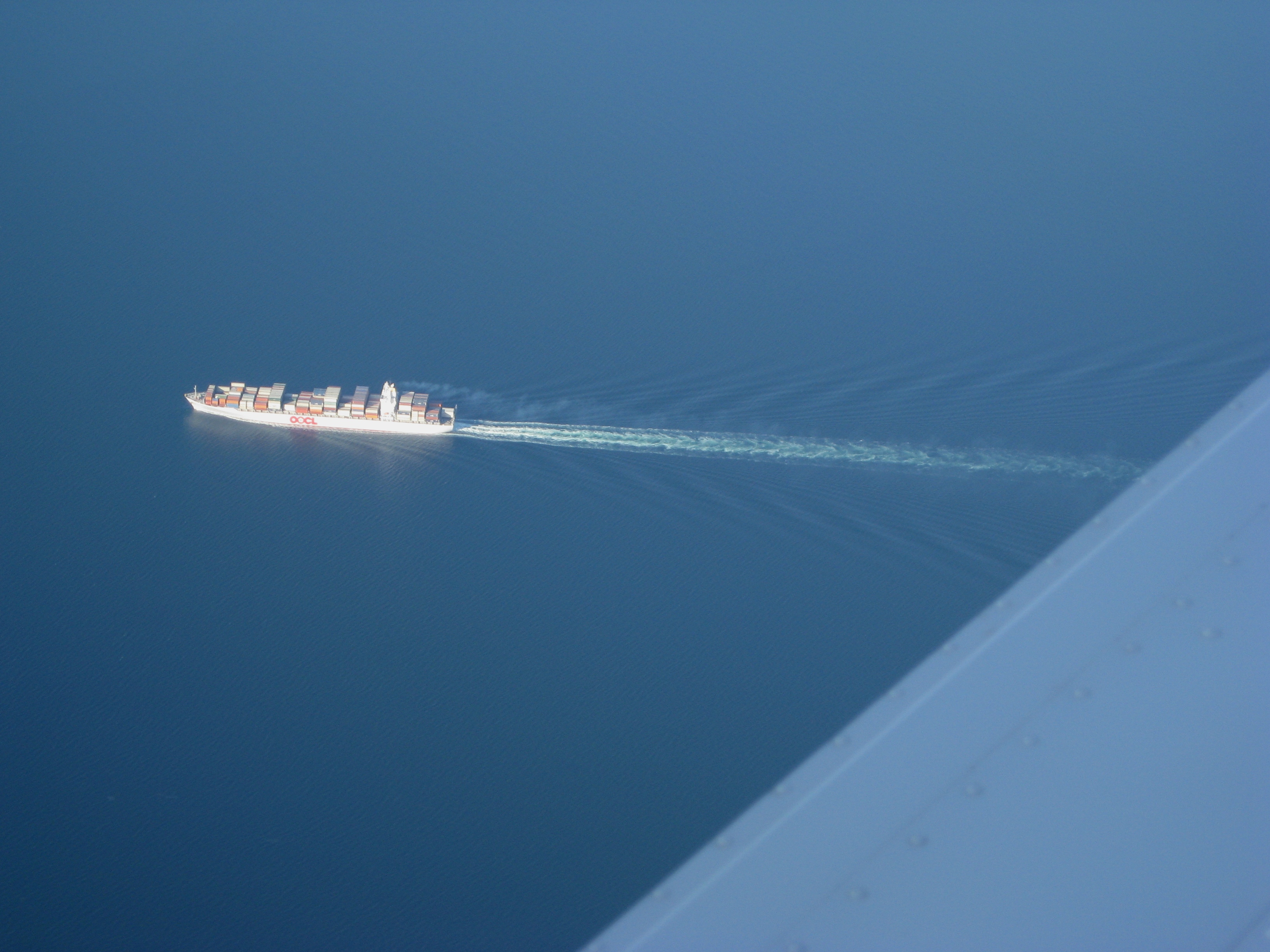 Container ship sailing on open water — Strait of Hormuz shipping attacks file photograph