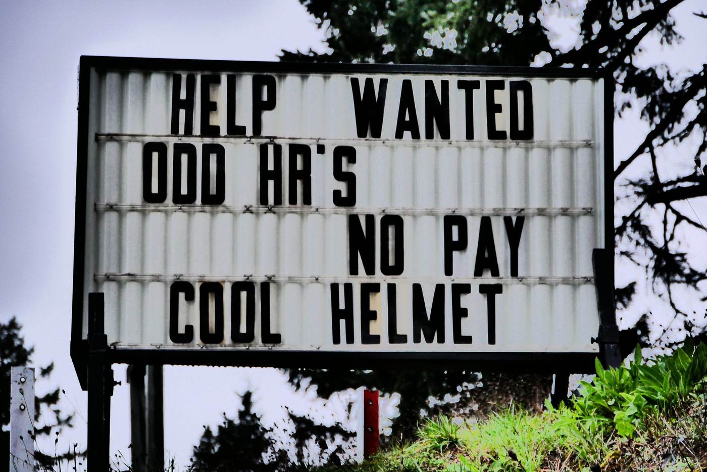 Recruiting sign for volunteer firefighters in Elkton, Oregon, a contextual image for the U.S. labor market