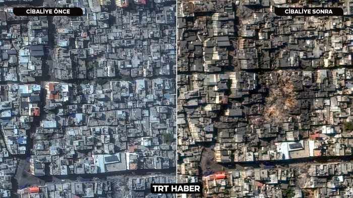 Before-and-after satellite views showing the scale of destruction in Gaza — Ali al-Amoudi Gaza strike analysis