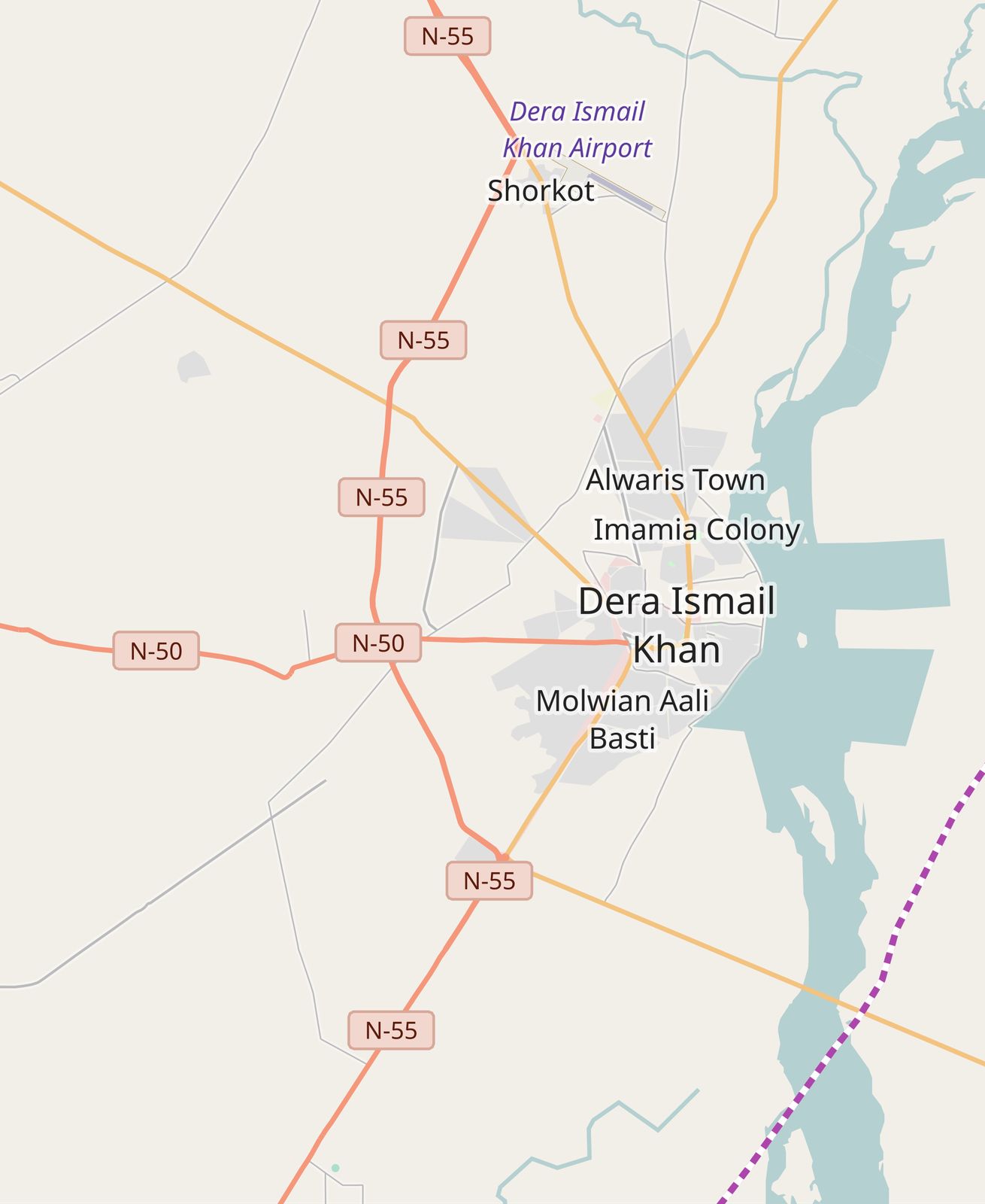 Locator map of Dera Ismail Khan district, Pakistan