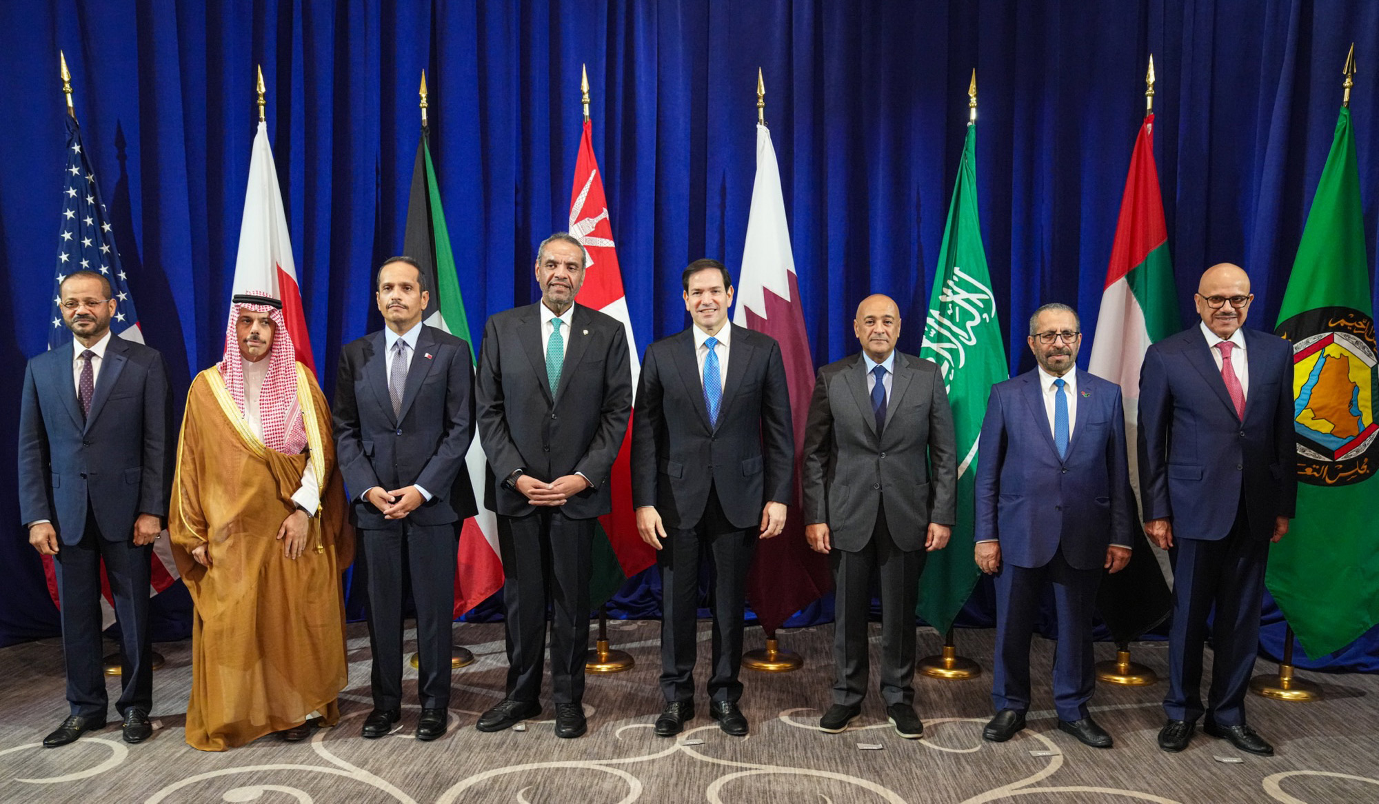 Secretary of State Marco Rubio at a meeting with Gulf foreign ministers in New York in September 2025 — file photo for the Rubio settler violence West Bank story
