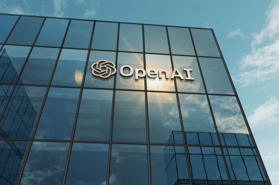 OpenAI headquarters sign as OpenAI fires three safety researchers over sensitive information claims