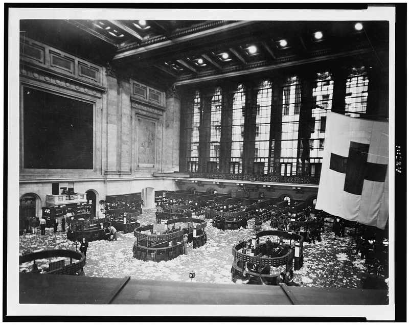 Historic New York Stock Exchange floor after a market session, illustrating recurring market volatility