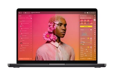 Apple MacBook Pro with M6 running Pixelmator Pro photo editing