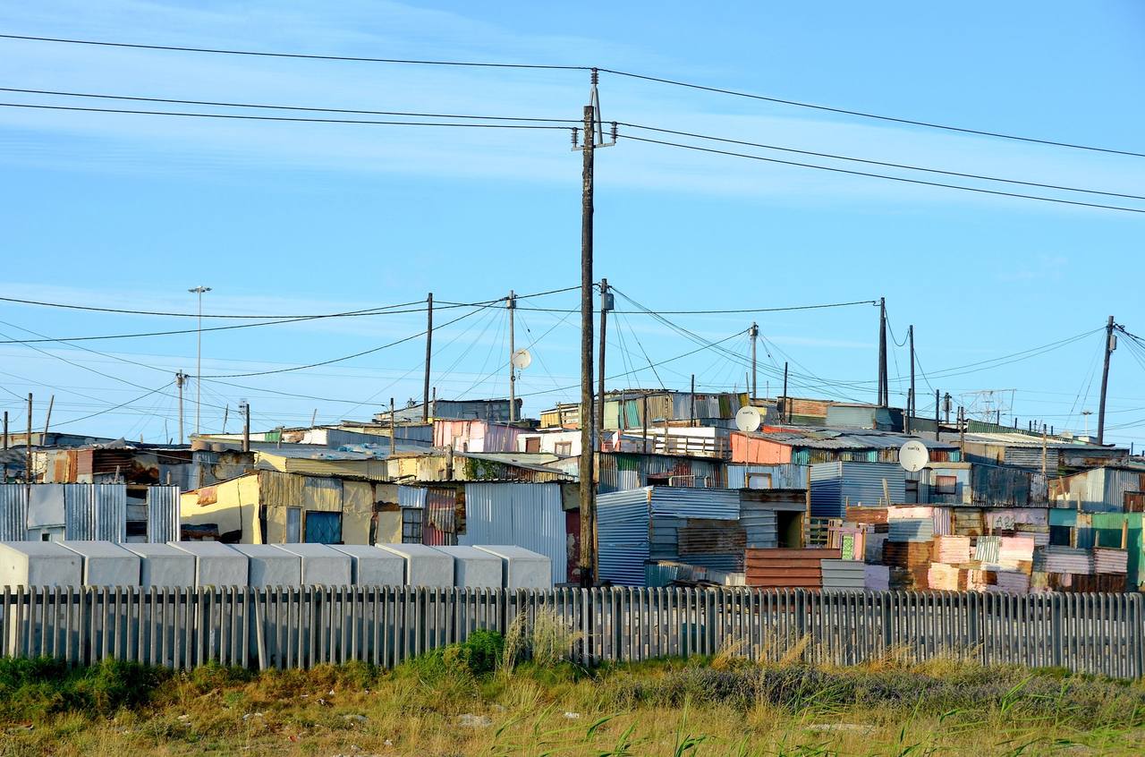 Cape Town township viewed from the N2 highway, South Africa
