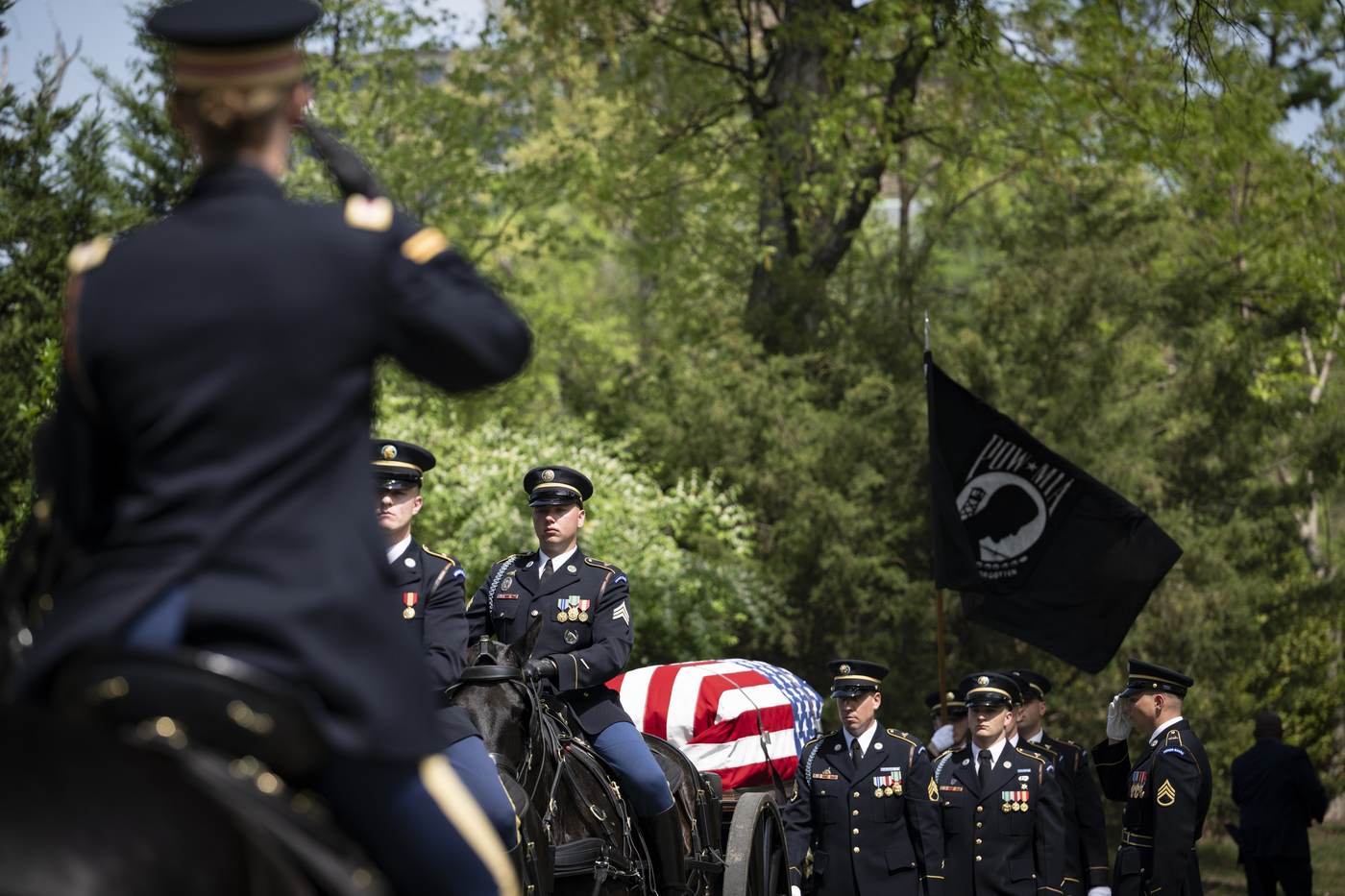 U.S. Army honor guard conducts full military funeral honors at Arlington National Cemetery